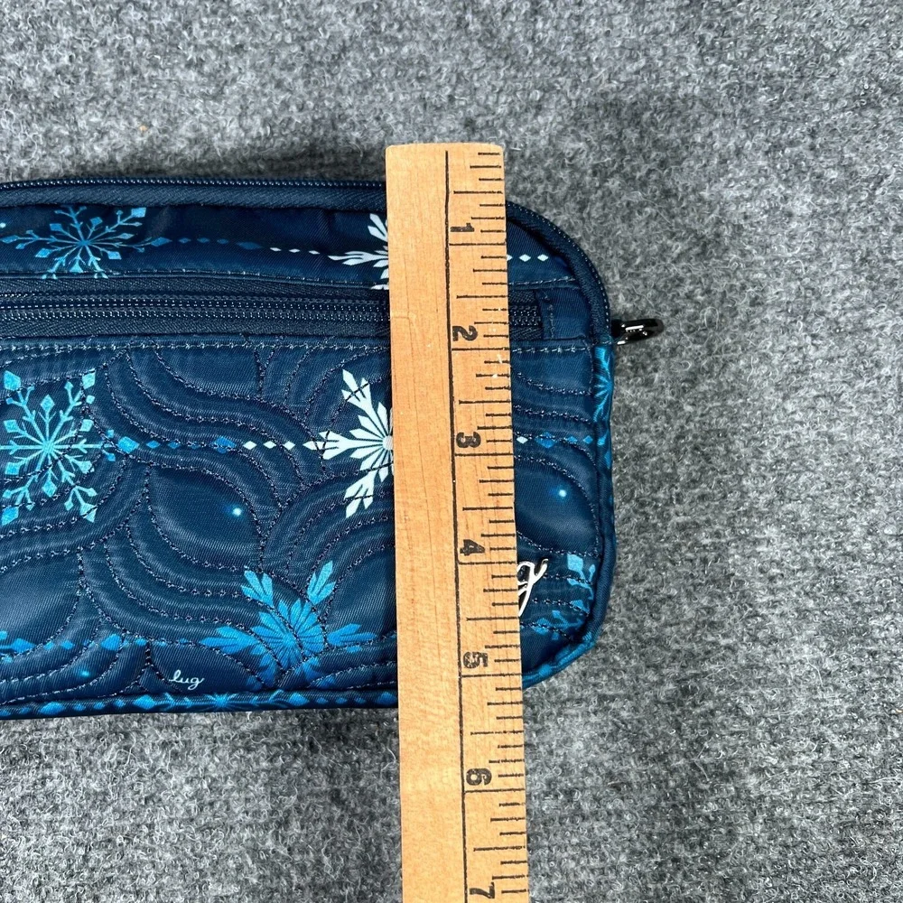 Lug‎ Peekaboo Convertible Crossbody Bag Blue Floral Zip Pockets Quilted RFID